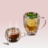 2 Xícaras de Café Parede Dupla de Vidro 80ml