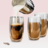 3 Copos de Parede Dupla em Vidro Borossilicato 450ml