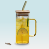 Caneca de Vidro com Canudo e Tampa em Bambu 400ml - Image 2