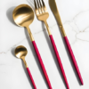 Faqueiro Inox Vermelho Ouro Nátali- 24 peças