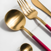 Faqueiro Inox Vermelho Ouro Nátali- 24 peças